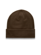 Alpinestars Augment Cuff beanie, brun strikket hue med jersey-søm, dyb pasform og klassisk opslag, motorsport-streetwear