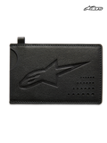 Alpinestars Ageless kreditkortholder, sort spaltlæder, med præget Astars-logo og buet udskæring