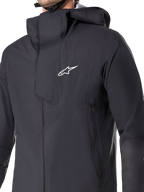 Alpinestars A-Dura Elite vandtæt jakke, MTB-cykeljakke, sort, med en 3-lags vandtæt membran, hætte til over hjelmen, lynlåslommer og teknisk ripstop-tekstur til mountainbike-kørsel på stier