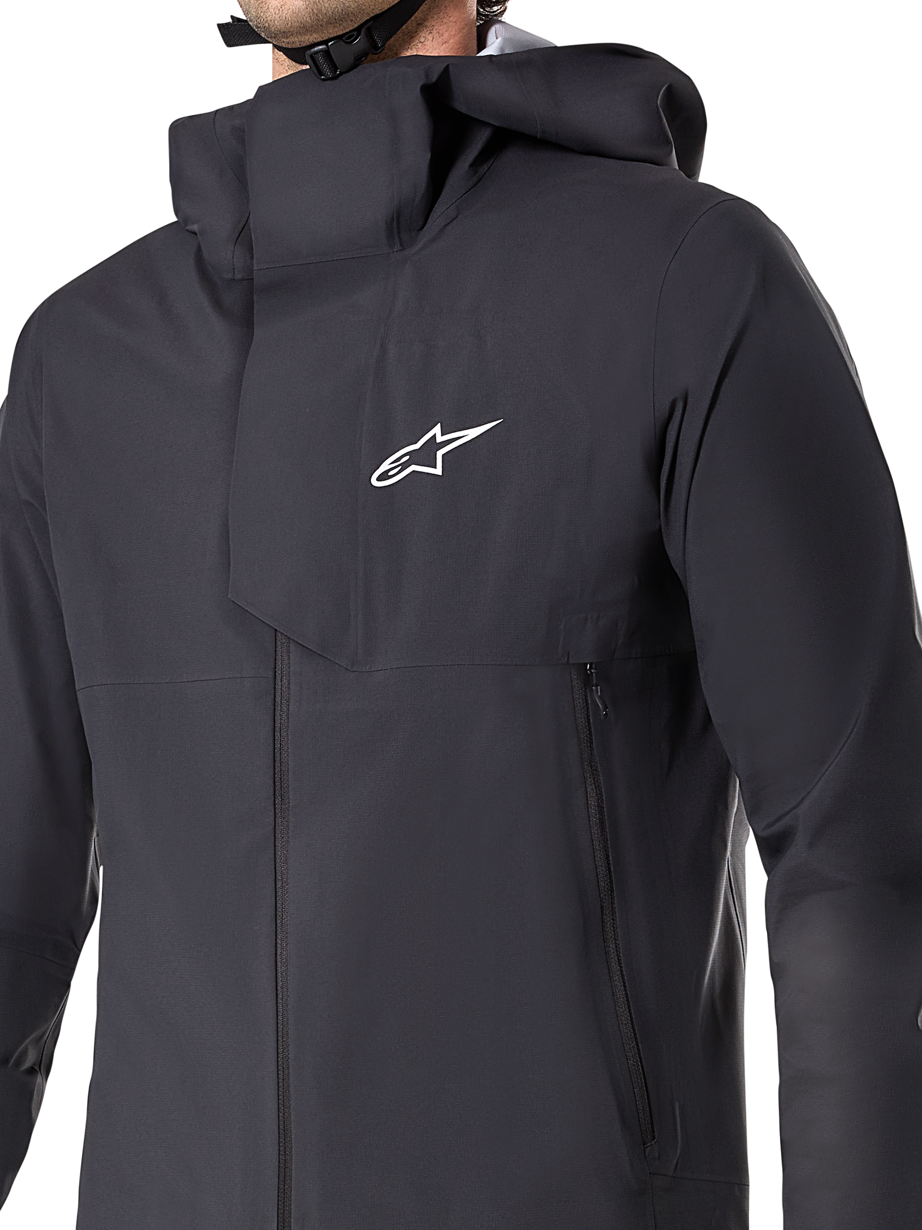 Alpinestars A-Dura Elite vandtæt jakke, MTB-cykeljakke, sort, med en 3-lags vandtæt membran, hætte til over hjelmen, lynlåslommer og teknisk ripstop-tekstur til mountainbike-kørsel på stier