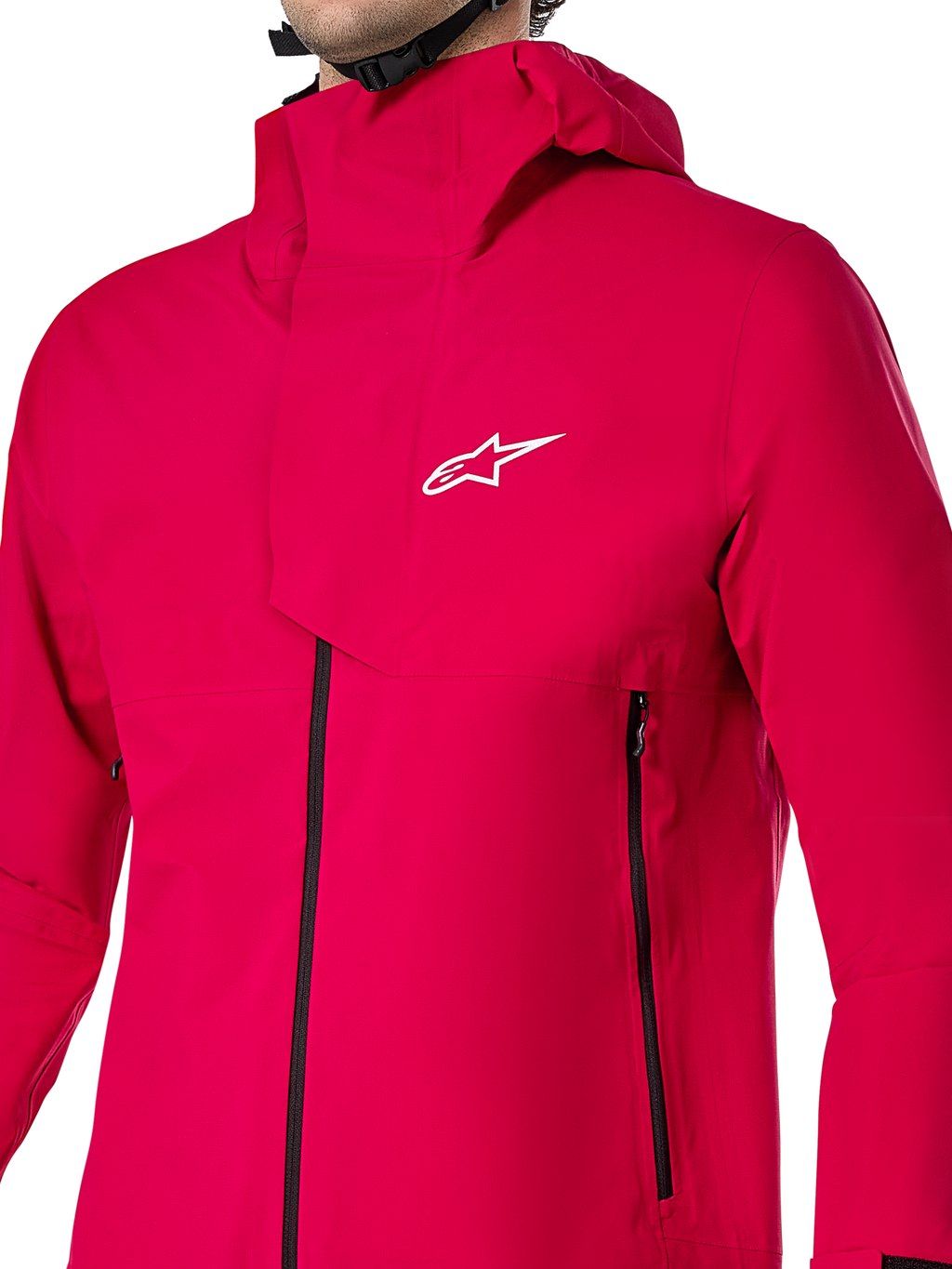 Alpinestars A-Dura Elite vandtæt jakke, MTB regnjakke, rød, teknisk 3-lags ripstop-konstruktion med hætte til over hjelmen og frontstormklap, højtydende cykeludstyr til trailkørsel i alt slags vejr