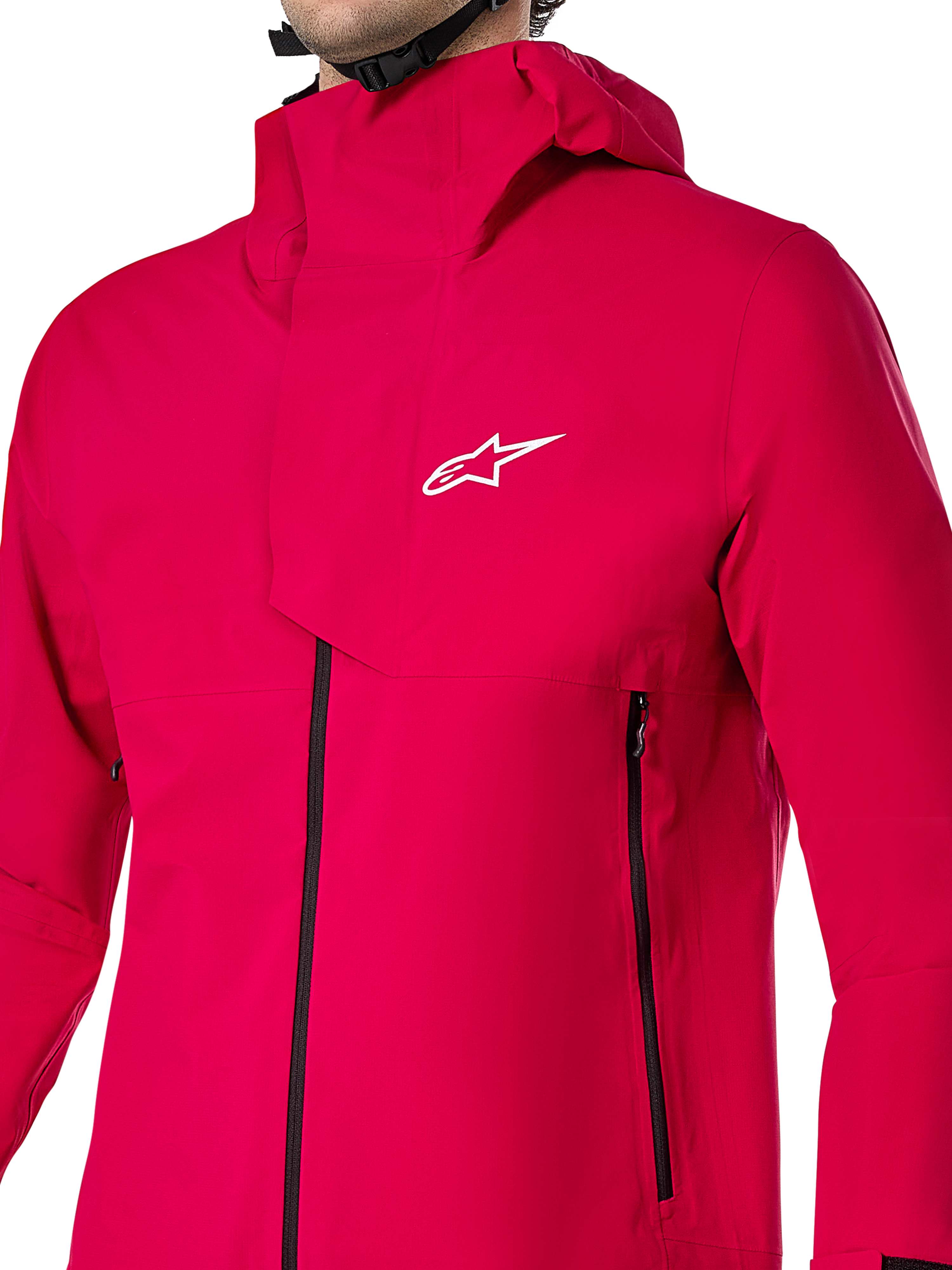 Alpinestars A-Dura Elite vandtæt jakke, MTB regnjakke, rød, teknisk 3-lags ripstop-konstruktion med hætte til over hjelmen og frontstormklap, højtydende cykeludstyr til trailkørsel i alt slags vejr