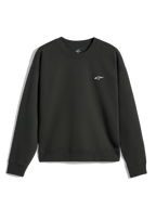 Alpinestars Essentials Ageless Crew, crewneck sweatshirt, Off Black, lille hvidt A-star logo på brystet, ribstrikket krave, manchetter og kant, afslappet premium fleece streetwear