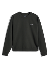 Alpinestars Essentials Ageless Crew, crewneck sweatshirt, Off Black, lille hvidt A-star logo på brystet, ribstrikket krave, manchetter og kant, afslappet premium fleece streetwear