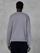 Alpinestars Essentials Ageless Crew, crewneck sweatshirt, sølv, set bagfra, premium kompakt fleece, afslappet pasform med ribkant ved søm og manchetter, afslappet motorsport streetwear