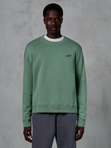 Alpinestars Essentials Ageless Crew, afslappet crewneck sweatshirt, Cactus-grøn med lille sort stjerne-logo på brystet, ribstrikket krave, manchetter og kant, premium kompakt fleece sportstøj