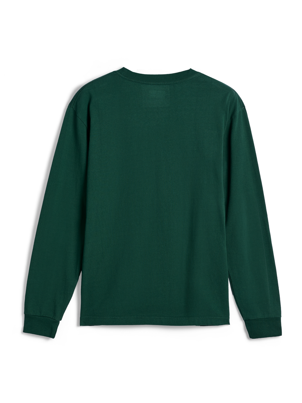 Alpinestars Essentials Ageless LS Tee, langærmet T-shirt, Pine Green, set bagfra, ensfarvet grøn med ribstrikket rund hals og manchetter, afslappet moderne pasform, afslappet streetwear