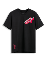 Alpinestars Shaded CSF Tee, kortærmet T-shirt, sort, skråt pink og hvidt Astars gradient-logo, casual motorsportstøj