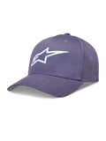 Alpinestars Ageless snapback-kasket i lilla twill med buet skygge og hvidt 3D-broderet Astars-logo.