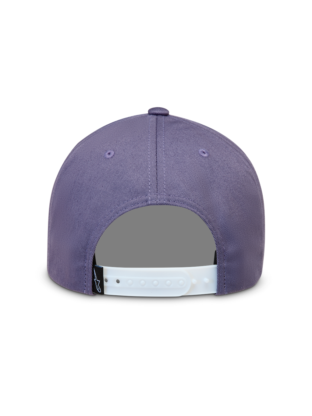 Alpinestars Ageless Snapback kasket i lilla, set bagfra med hvid justerbar snapback-lukning og lille sort logo.