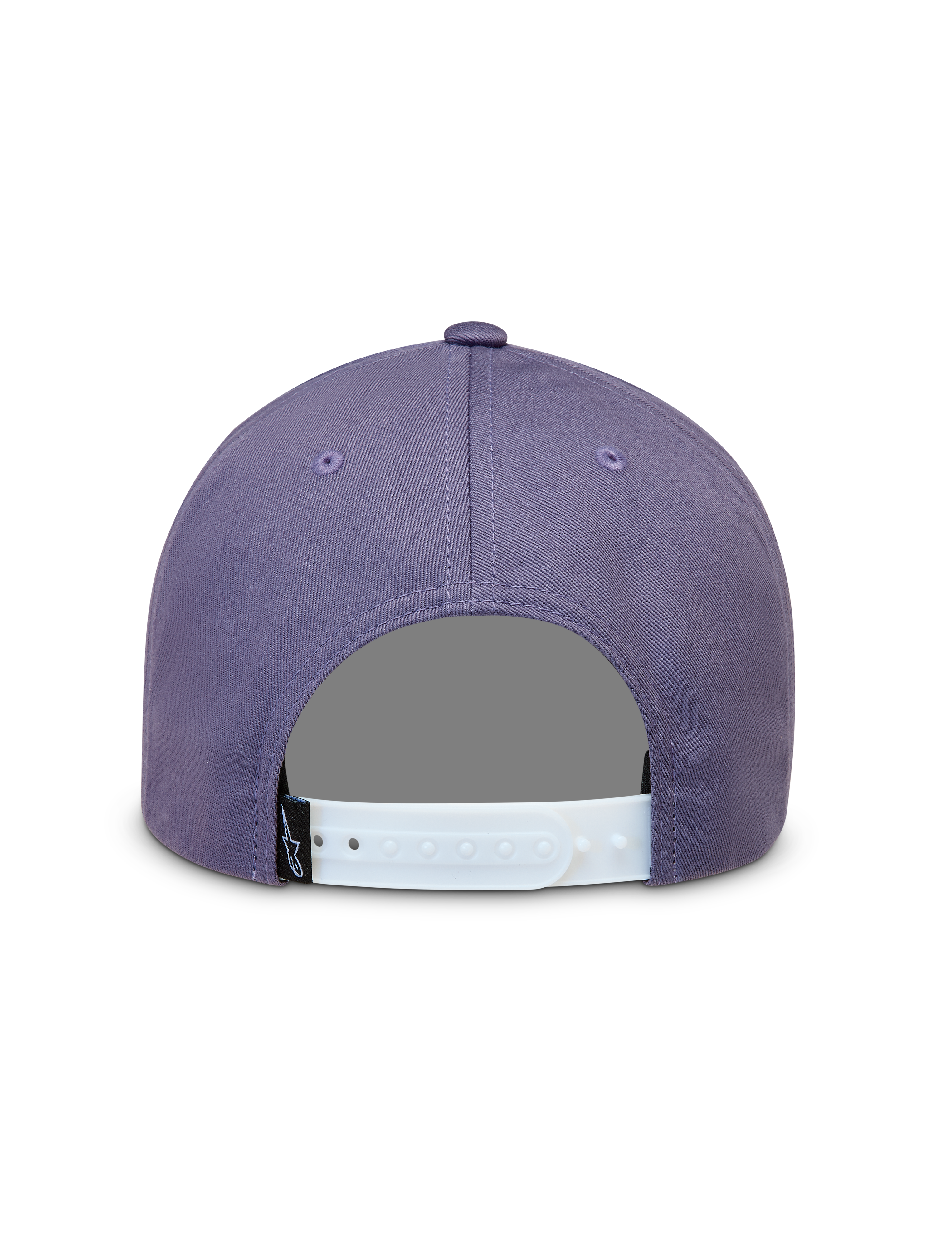 Alpinestars Ageless Snapback kasket i lilla, set bagfra med hvid justerbar snapback-lukning og lille sort logo.