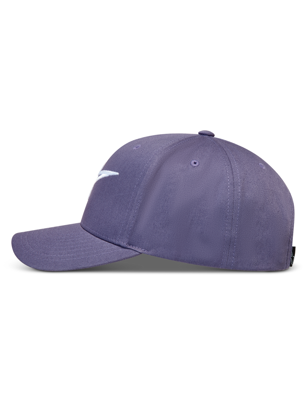Alpinestars Ageless Snapback-kasket, lilla, buet skygge, struktureret krone i twill, hvidt 3D Astars-logo, motorsport streetwear