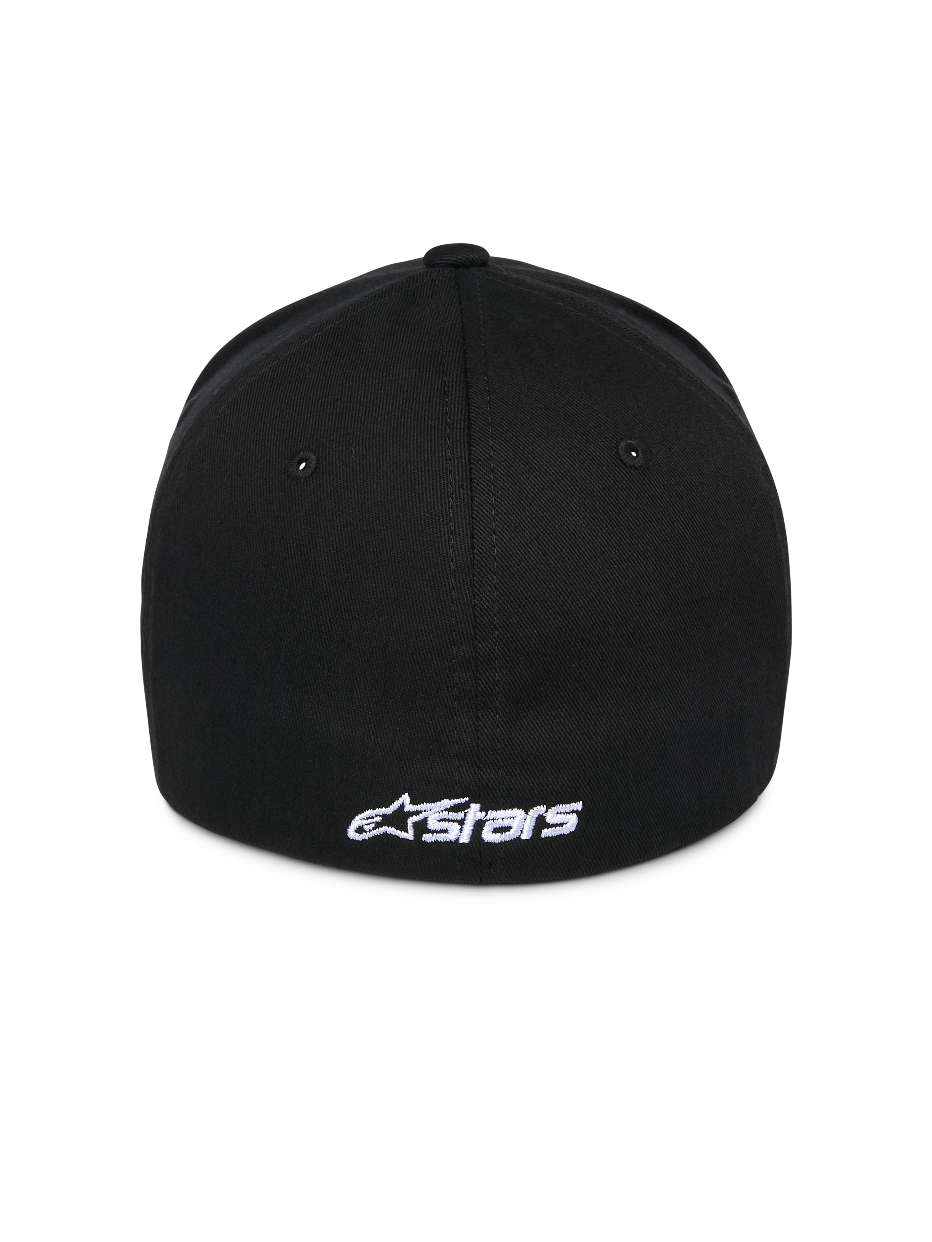 Alpinestars Ageless Multi Hat, Black Baseball Cap, back view featuring white embroidered Astars logo, flex back design, casual sportswear style
