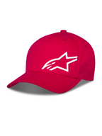 Alpinestars Corp Shift Multi Hat, rød kasket, hvidt 3D-printet Astars-logo på forsiden, buet skygge med struktureret krone, afslappet motorsportstøj