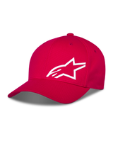Alpinestars Corp Shift Multi Hat, rød kasket, hvidt 3D-printet Astars-logo på forsiden, buet skygge med struktureret krone, afslappet motorsportstøj