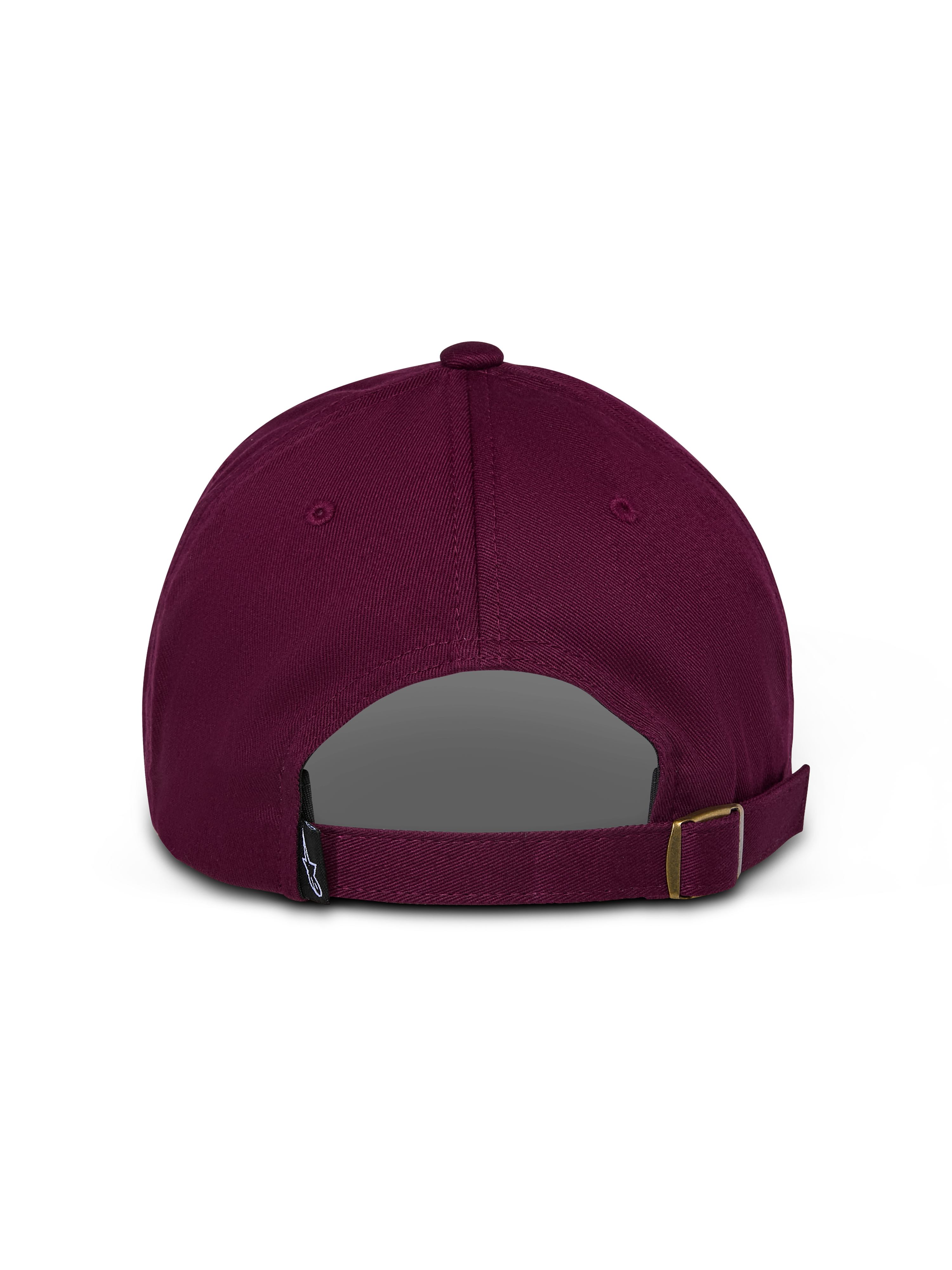 Alpinestars Deduce Strapback Hat, Burgundy, Rear view showing adjustable strap closure and small logo label, unstructured cotton twill, casual sportswear