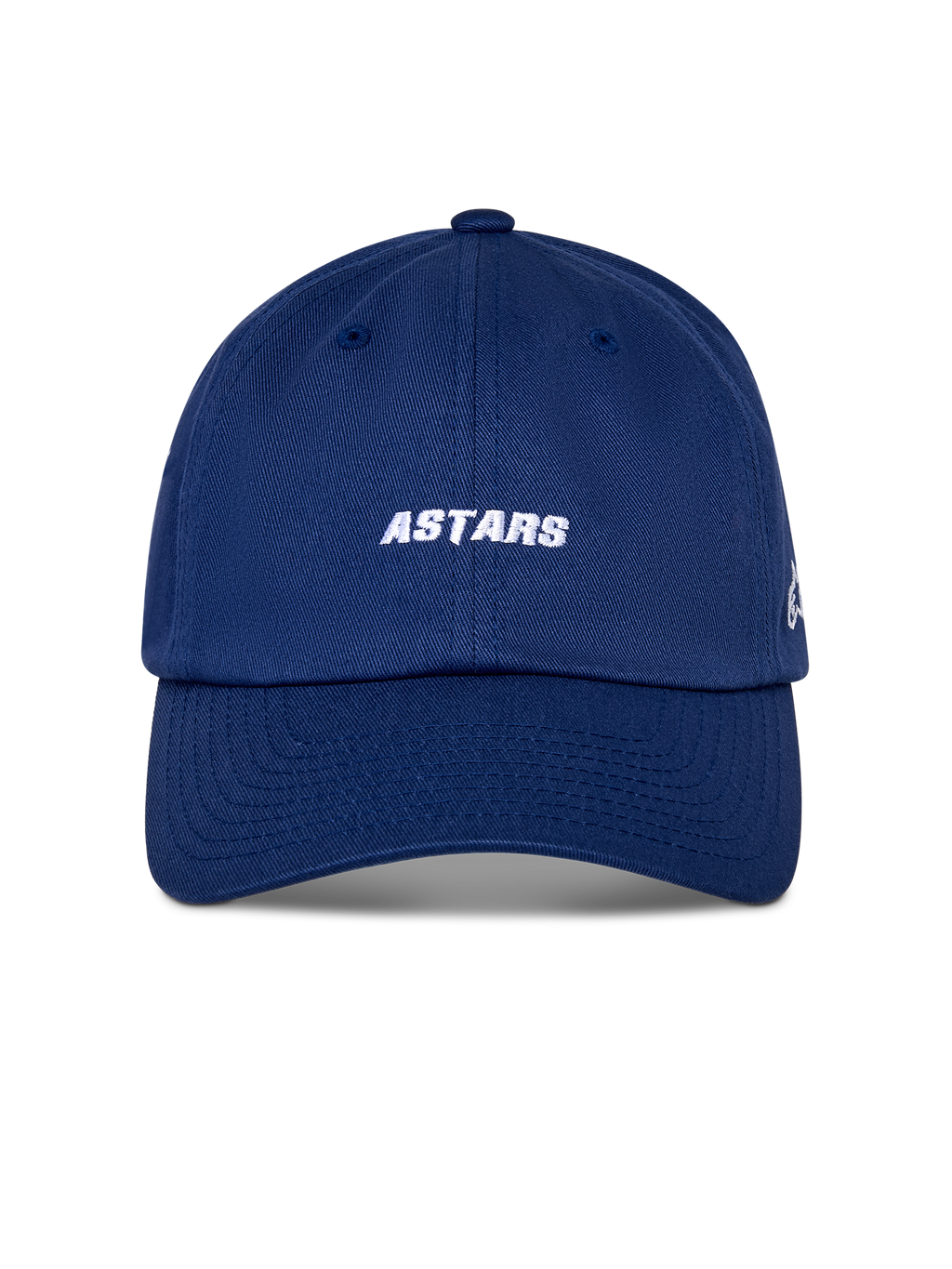 Alpinestars Deduce Strapback Hat, Sportswear Hat, Blue, white ASTARS wordmark embroidery on front, curved bill, unstructured low crown, casual motorsport-inspired headwear