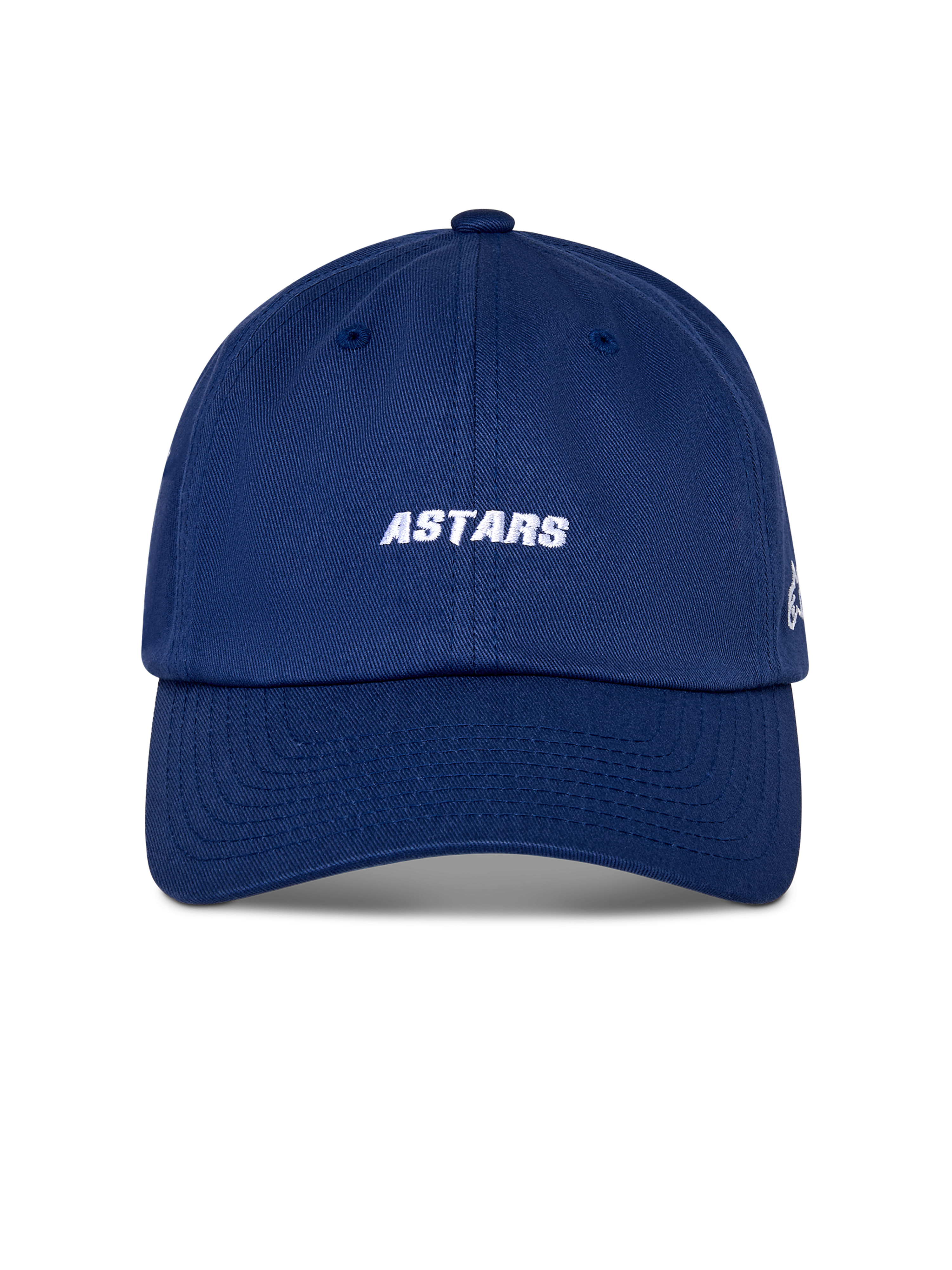 Alpinestars Deduce Strapback Hat, Sportswear Hat, Blue, white ASTARS wordmark embroidery on front, curved bill, unstructured low crown, casual motorsport-inspired headwear