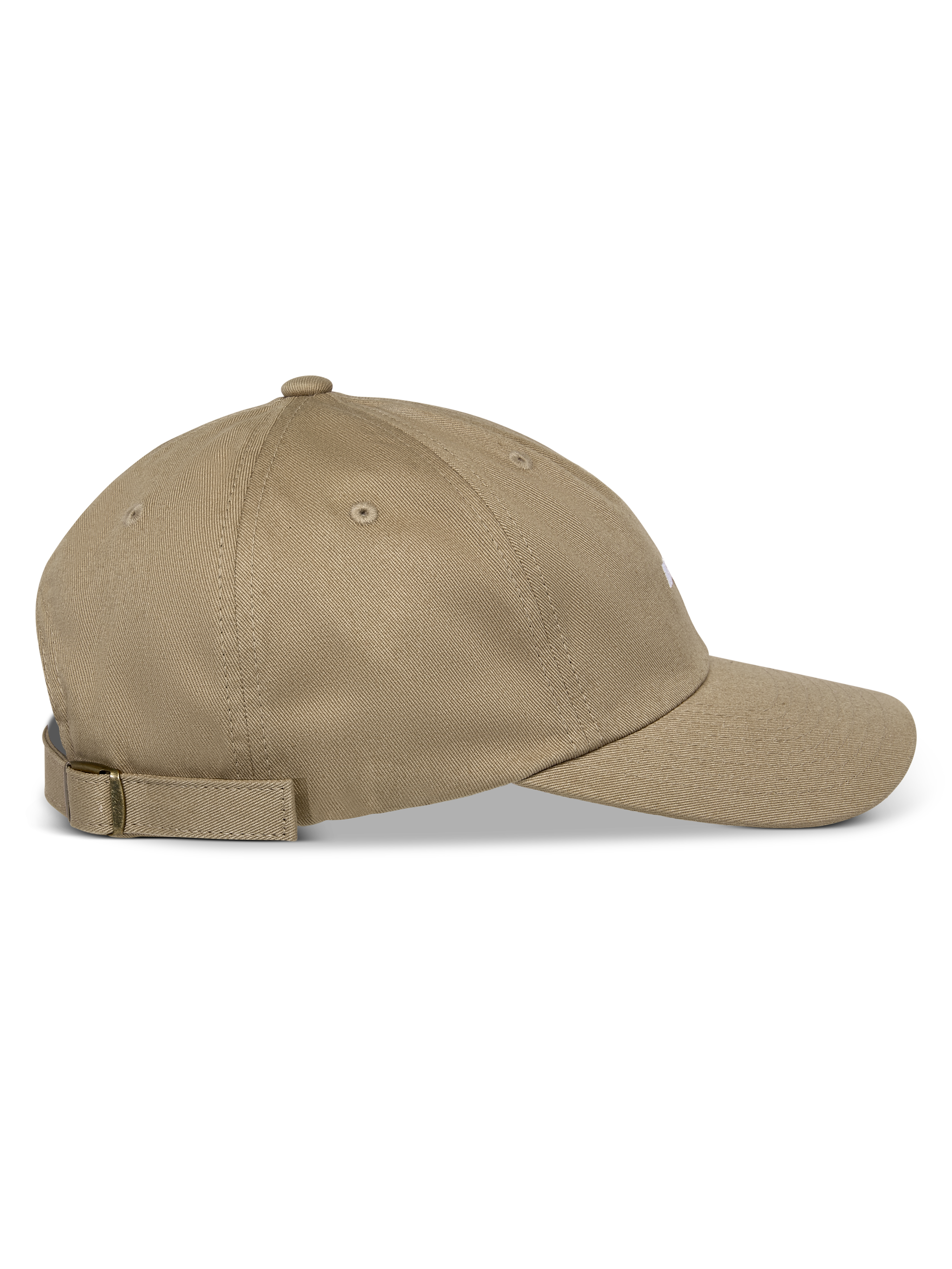 Alpinestars Deduce Strapback kasket, Khaki, profilvisning fra siden, buet skygge med ustruktureret lav krone, bomuldstwill-materiale med justerbar remlukning og fladt broderet branding.