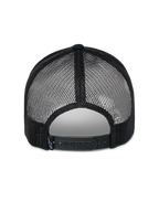 Alpinestars Reflect Ageless Trucker Hat, Black, back view showing breathable poly mesh panels and adjustable snapback closure, features a small woven brand tag, casual motorsport-inspired headwear.
