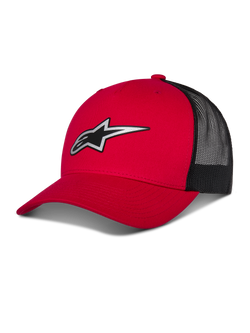 Alpinestars Reflect Ageless Trucker Hat, Red and Black Baseball Cap, Curved Brim with Reflective Astars Logo, Black Mesh Back Panels, Structured Design