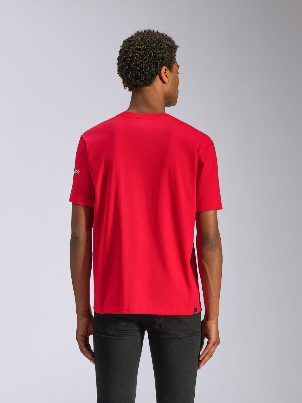 Alpinestars Frontal CSF Tee, Short Sleeve T-Shirt, Red, back view on model, sustainable moisture-wicking fabric, casual performance sportswear