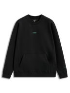 Alpinestars Guise Oversized Crew, sort fleece sweatshirt med blågrønt broderet logo og kængurulomme, afslappet pasform.