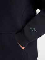 Alpinestars Guise Oversized Crew, sort fleecepullover med broderet Astars-logo på ærmet, detalje med ribmanchetter og kængurulomme, afslappet oversized pasform, motorsportstøj.