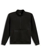Alpinestars Apera Half-Zip sweatshirt i sort performance-fleece med kængurulomme og tonalt logo, afslappet sportstøj.