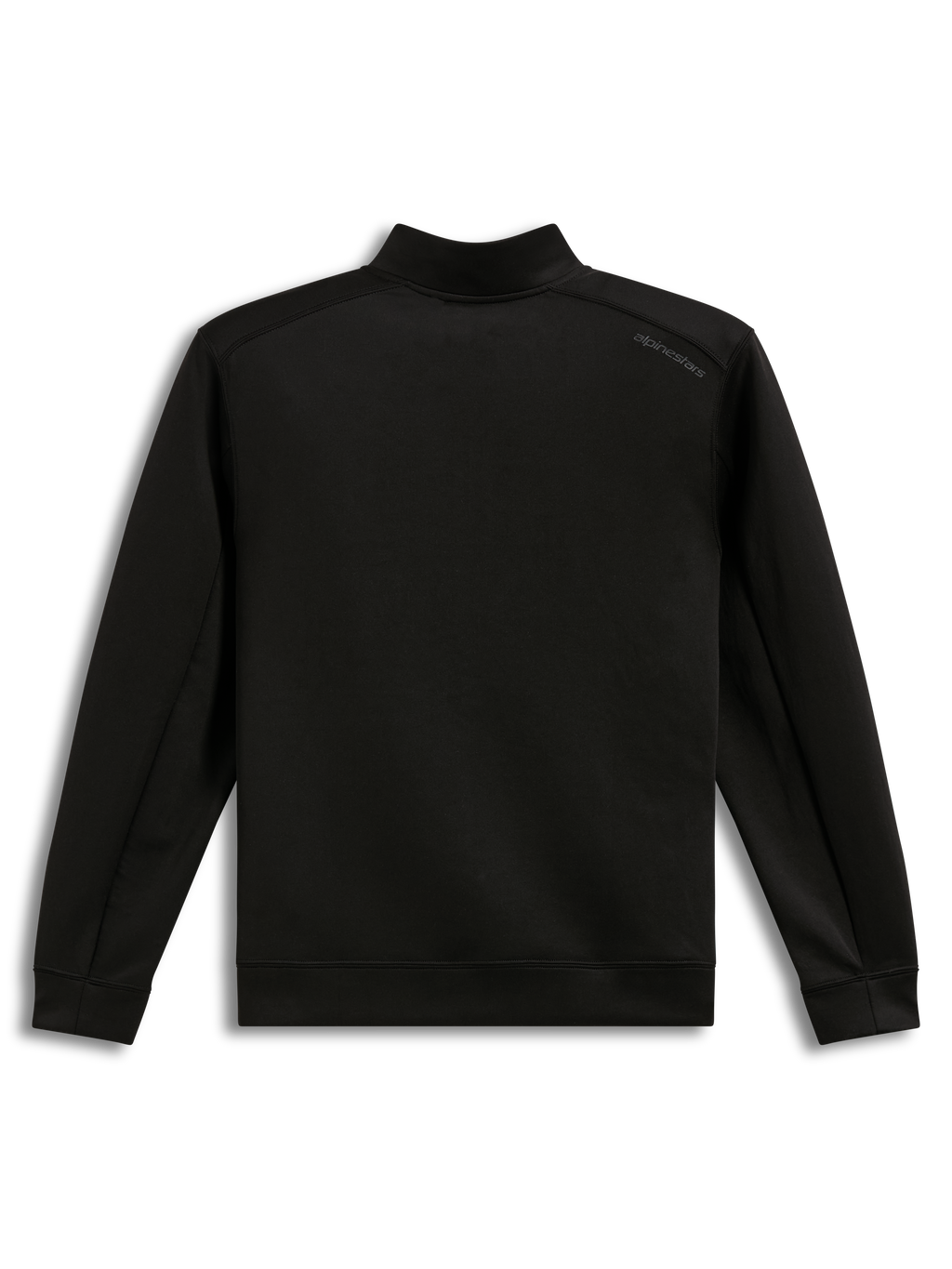 Alpinestars Apera Half-Zip Sweatshirt, sort double-face fleece-pullover set bagfra med tonalt logo på skulderen.