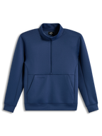 Alpinestars Apera Half-Zip Sweatshirt, blå fleece med halv lynlås, kængurulomme og tonale logoer, afslappet sportstøj