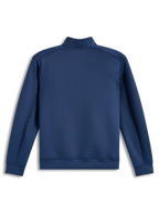 Alpinestars Apera Half-Zip sweatshirt, blå fleecepullover med tonalt skulderlogo, set bagfra, motorsport-streetwear