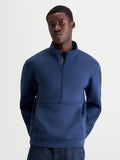 Alpinestars Apera Half-Zip sweatshirt, stålblå herresweatshirt med halv lynlås og kængurulomme, tonalt logo, tri-blend fleece, afslappet sportswear til mænd.