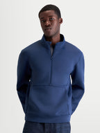 Alpinestars Apera Half-Zip sweatshirt, stålblå herresweatshirt med halv lynlås og kængurulomme, tonalt logo, tri-blend fleece, afslappet sportswear til mænd.