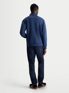 Alpinestars Apera Half-Zip sweatshirt, herresweatshirt i blå set bagfra, motorsport-inspireret sportstøj i tri-blend double-face fleece til hverdagsbrug.