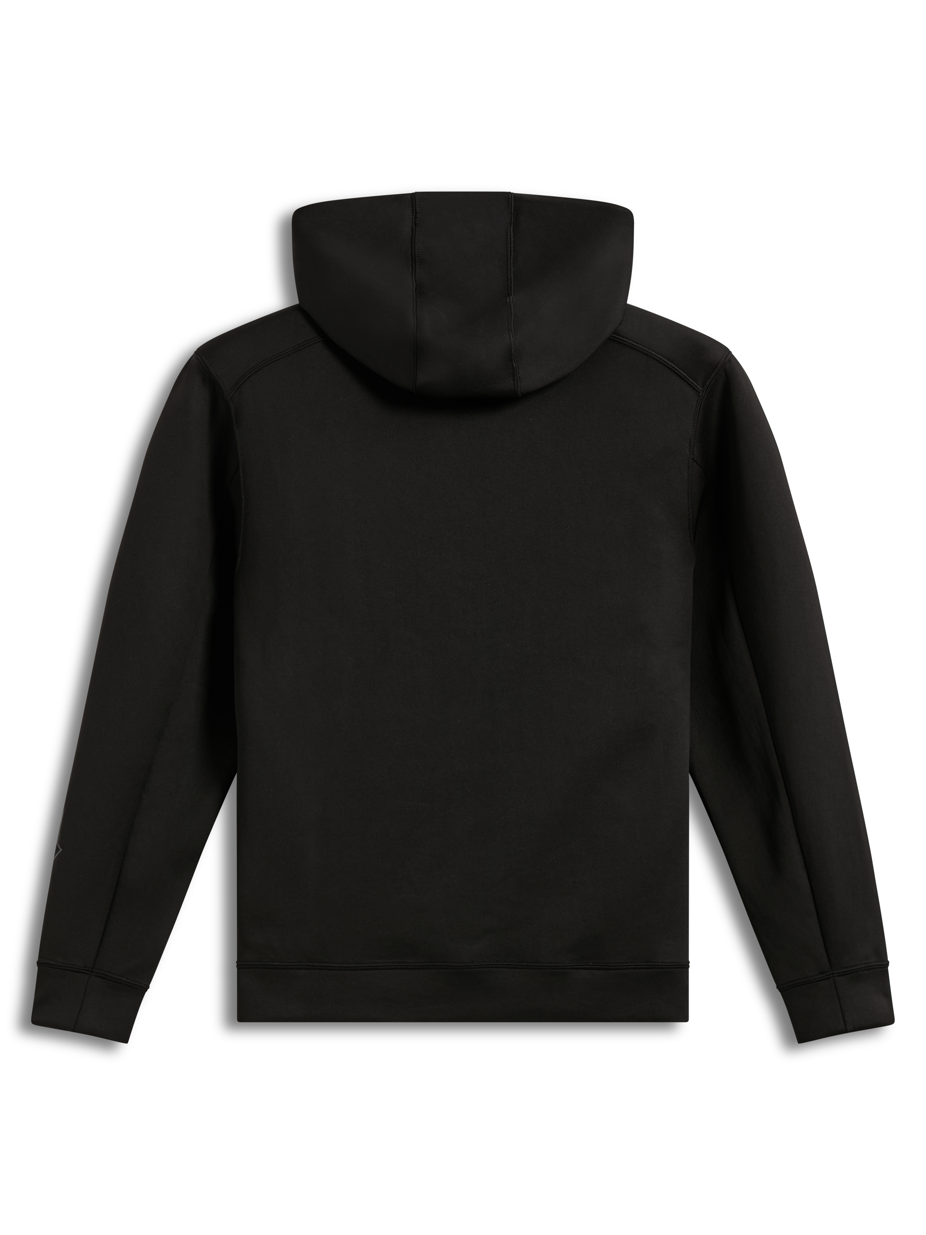 Alpinestars Datrix Hoodie, sort hættetrøje set bagfra, tri-blend dobbeltsidet fleece med mesh-foret hætte