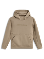 Alpinestars Datrix Hoodie, brun hættetrøje i dobbelt fleece, tonal logo og mesh-foret hætte, afslappet motorsport-streetwear.