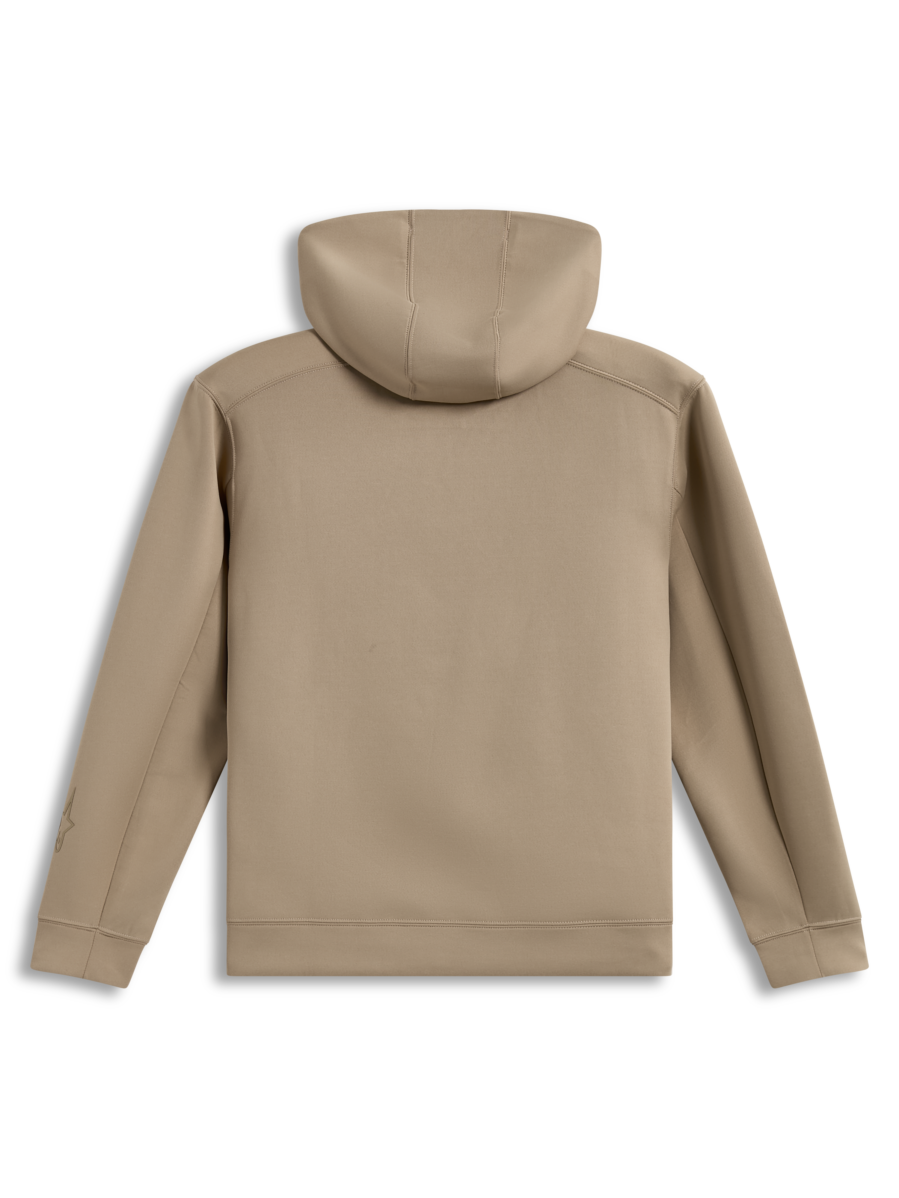 Alpinestars Datrix Hoodie, brun hættetrøje i tri-blend fleece, set bagfra med mesh-foret hætte, afslappet sportstøj