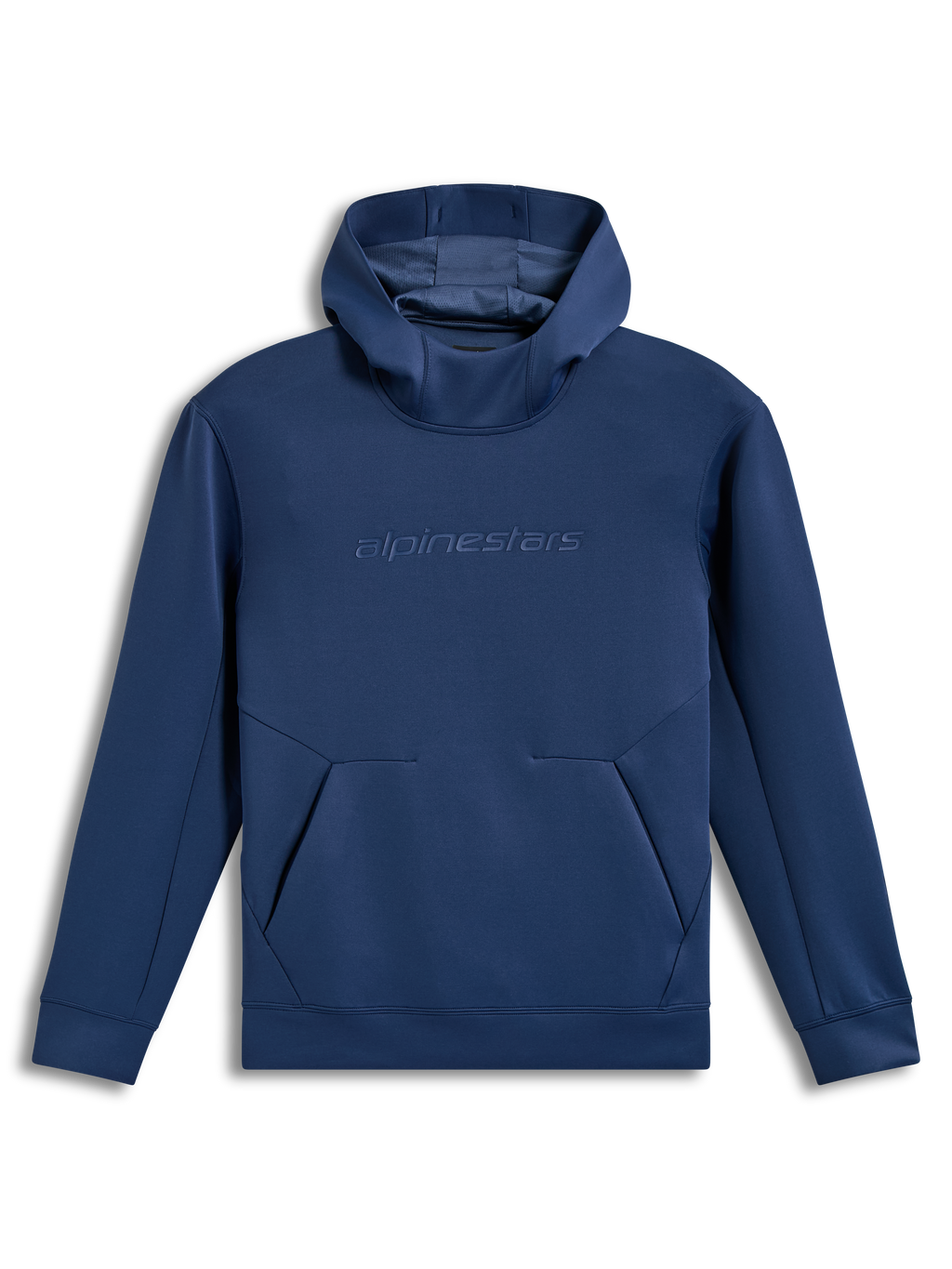 Alpinestars Datrix Hoodie, blå tri-blend fleece-hættetrøje med tonalt HD-logo på brystet og mesh-foret hætte.