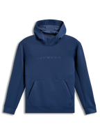 Alpinestars Datrix Hoodie, blå tri-blend fleece-hættetrøje med tonalt HD-logo på brystet og mesh-foret hætte.