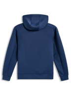 Alpinestars Datrix Hoodie, blå hættetrøje set bagfra, tri-blend dobbeltsidet fleece med mesh-foret hætte, sportstøj