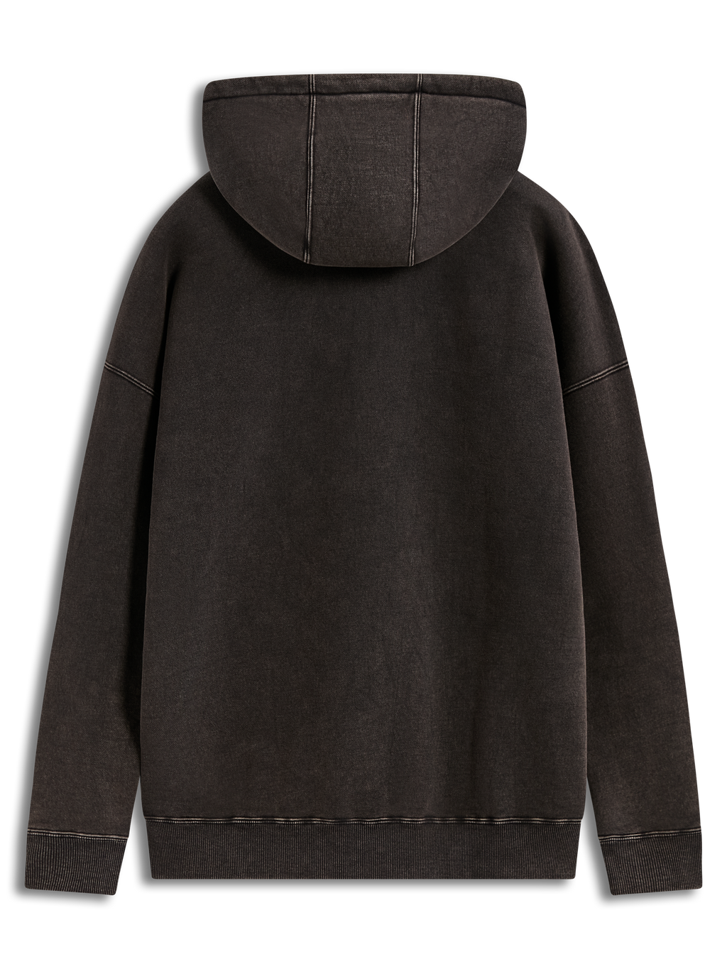Alpinestars Infinite Washed Oversized Hoodie, sort hættetrøje i snevasket fleece, set bagfra med ribkant, sportswear