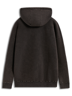 Alpinestars Infinite Washed Oversized Hoodie, sort hættetrøje i snevasket fleece, set bagfra med ribkant, sportswear