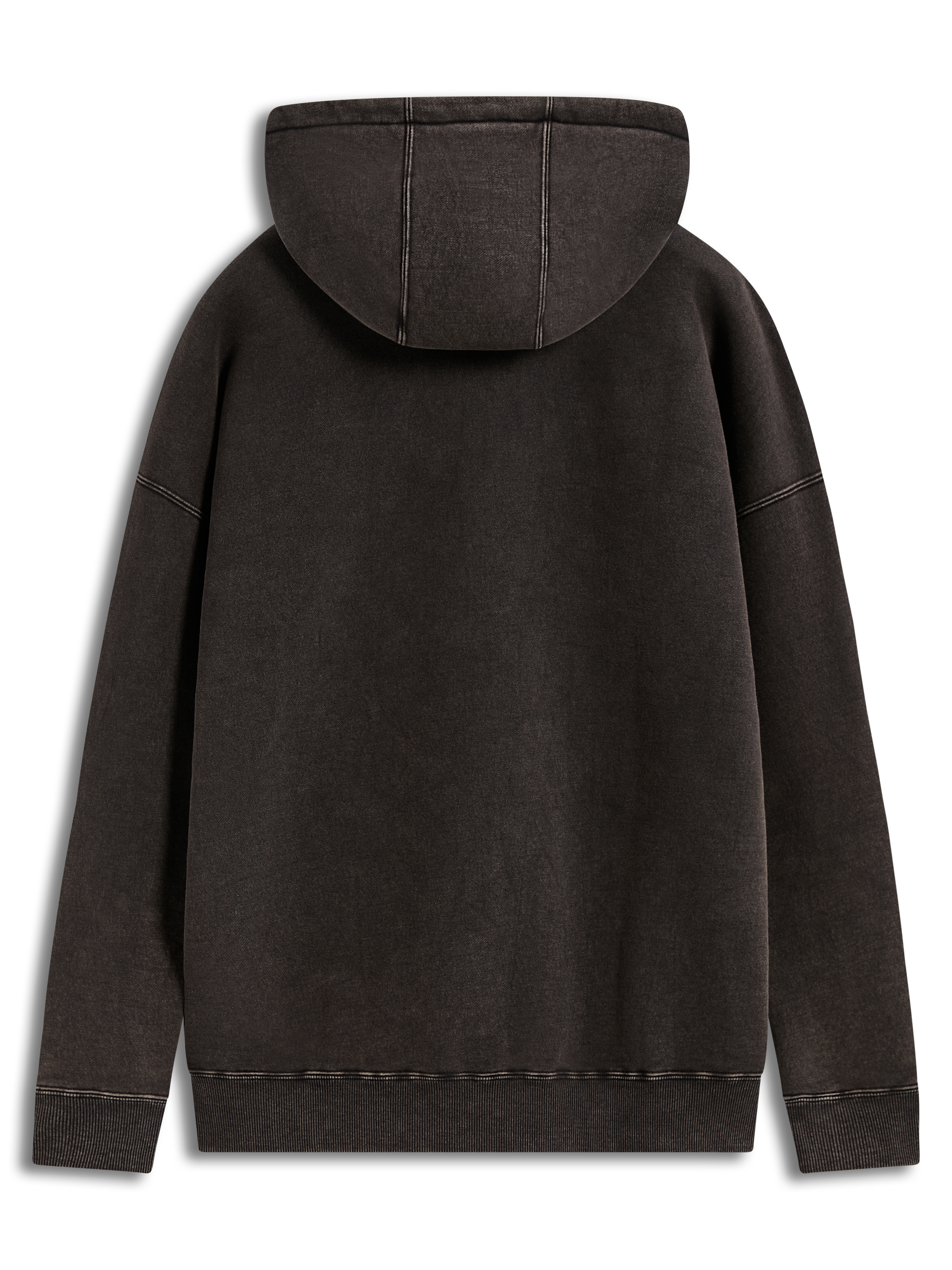 Alpinestars Infinite Washed Oversized Hoodie, sort hættetrøje i snevasket fleece, set bagfra med ribkant, sportswear