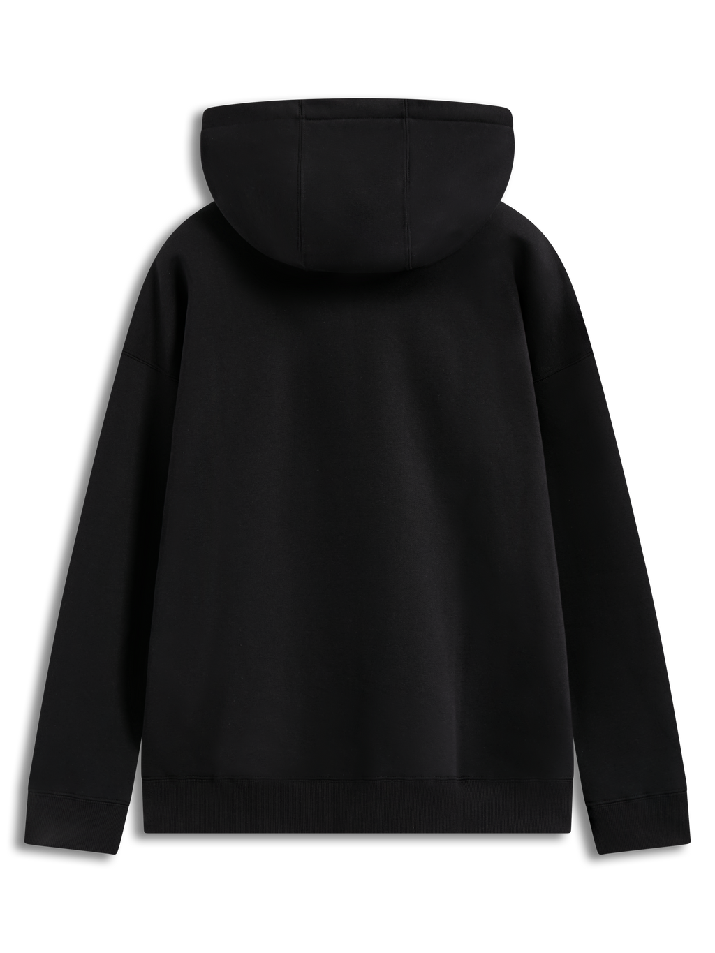 Alpinestars Prelude Oversized Hoodie, sort fleecehættetrøje set bagfra med hætte og ribmanchetter, afslappet sportswear