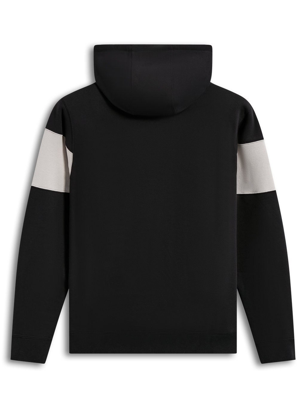Alpinestars Cubic Hoodie, hættetrøje i fleece, sort og grå med farveblokering, set bagfra, premium sportstøj
