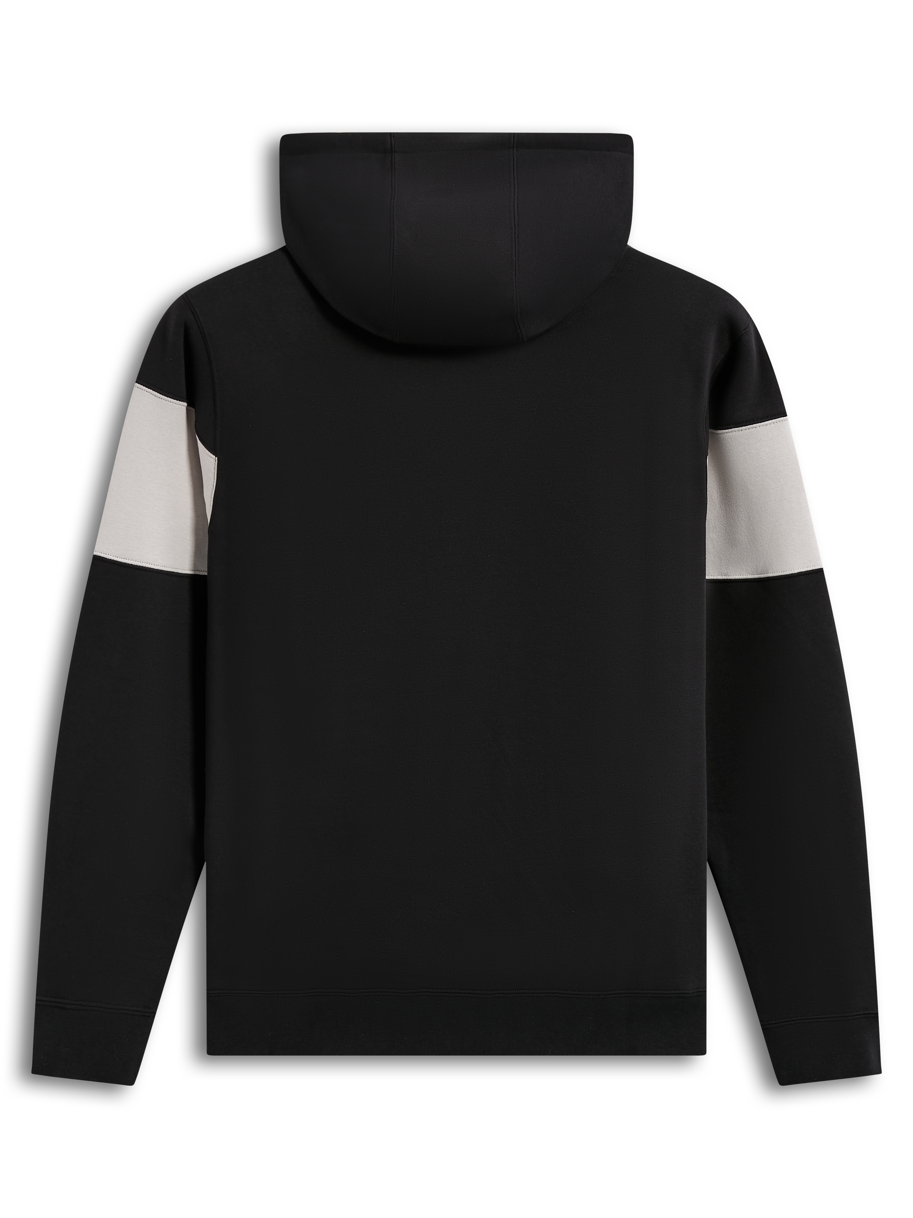 Alpinestars Cubic Hoodie, hættetrøje i fleece, sort og grå med farveblokering, set bagfra, premium sportstøj