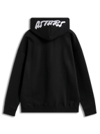 Alpinestars Pioneer Oversized Hoodie, sort hættetrøje i fleece set bagfra, hvidt broderet Astars-logo på hætten, afslappet sportswear