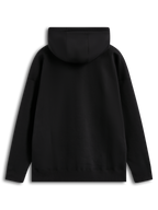 Alpinestars Entity Oversized Hoodie, sort fleecehættetrøje med selvforet hætte og ribmanchetter, set bagfra