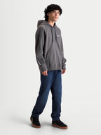 Alpinestars Entity Oversized Hoodie, Sportswear Zip-Up Fleece, Charcoal Gray, featuring an oversized fit, Vislon front zipper, kangaroo pockets, and white embroidered Alpinestars branding on the chest and sleeve. Casual motorsport-inspired lifestyle apparel.